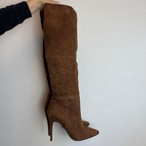 Steve Madden Brown Chestnut Suede Leather Pointed Toe Tall Boots